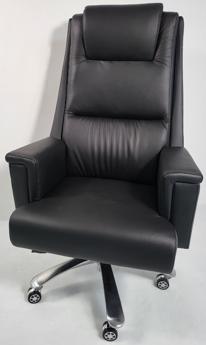 Genuine Hide Black Leather High Back Executive Office Chair - KW-8618